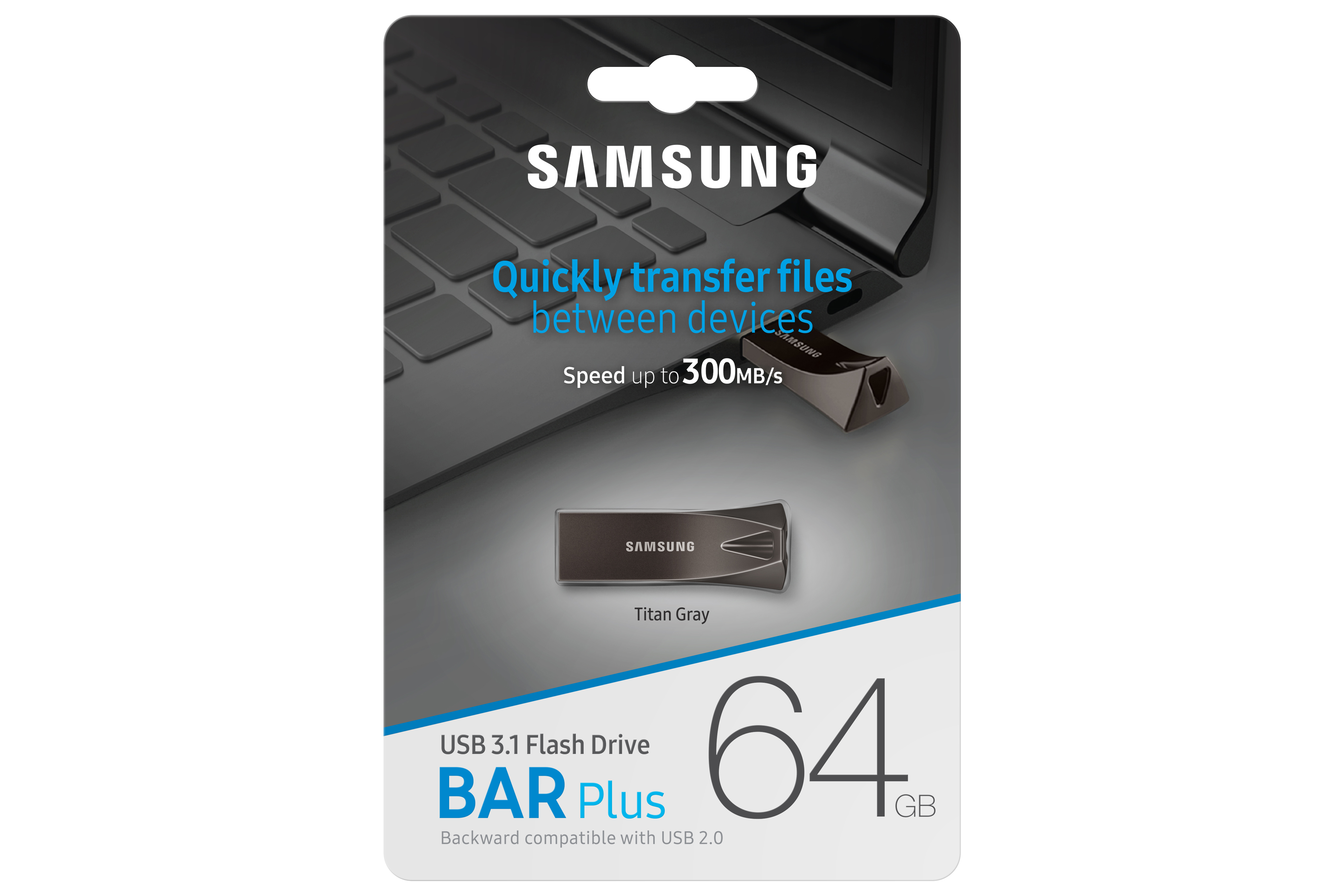 USB kľúč Samsung BAR Plus, 64 GB, USB 3.2 Gen 1, sivý