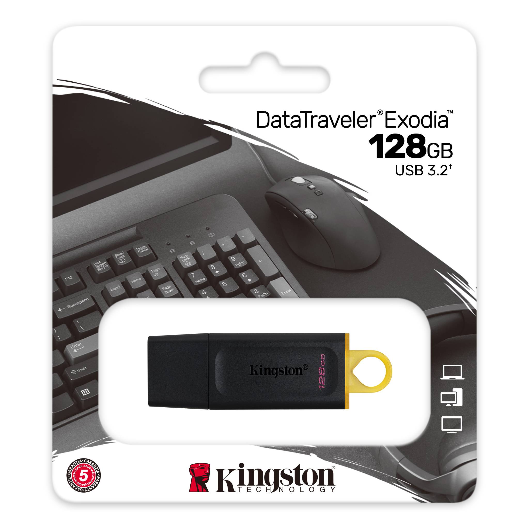 USB kľúč Kingston DataTraveler Exodia, 128 GB, USB 3.2, žltý