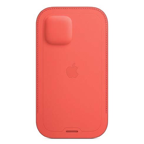 Kožený návlek s MagSafe pre Apple iPhone 12, 12 Pro, citrusovo-ružová