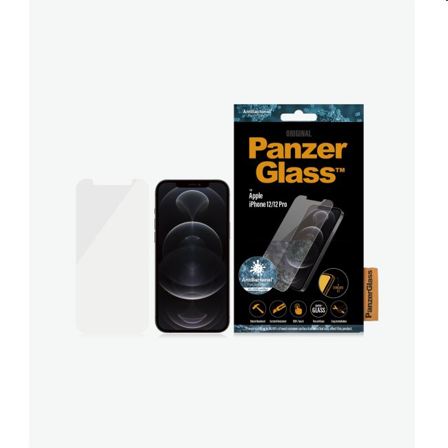 Ochranné sklo PanzerGlass Standard Fit AB pre Apple iPhone 12, 12 Pro, priesvitné