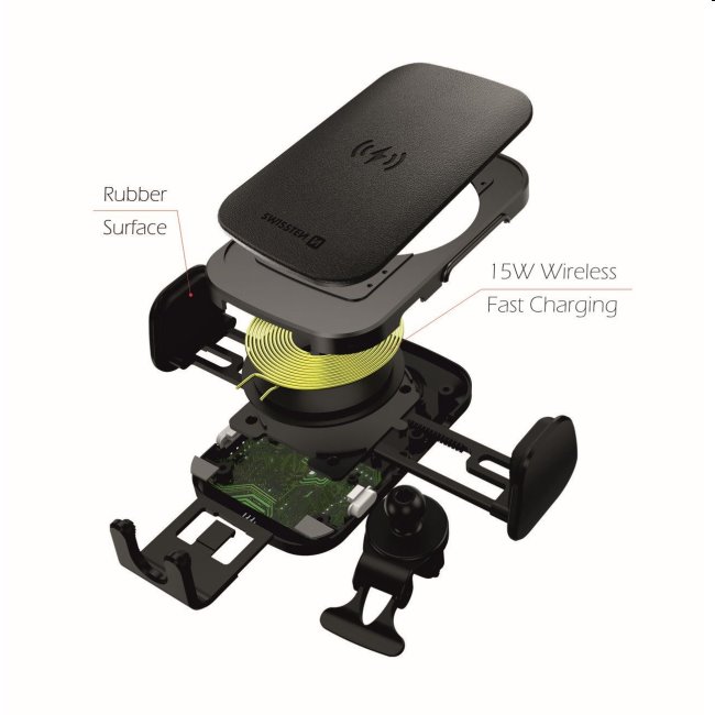 Smart držiak do ventilácie auta s bezdrôtovým nabíjaním 15W Swissten S-Grip W2-AV5