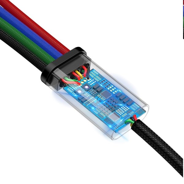 Baseus Fast 4v1 kábel USB-A/Micro-USB+2xLightning+USB-C 3.5A 1.2m
