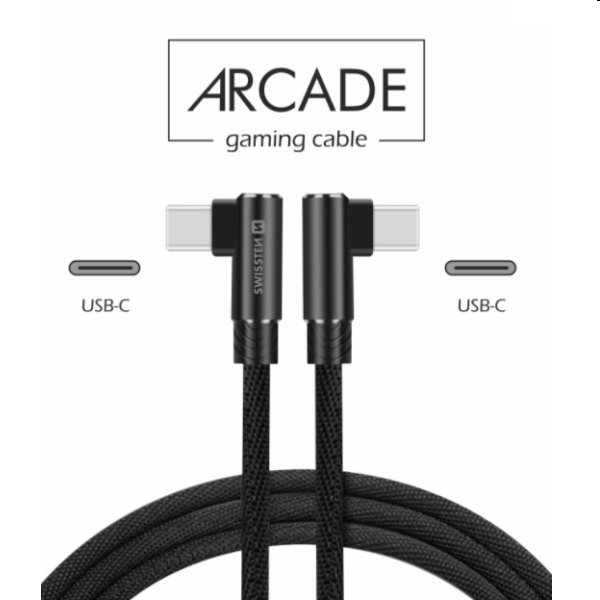 Dátový kábel Swissten USB-C/USB-C textilný s podporou rýchlonabíjania, čierny
