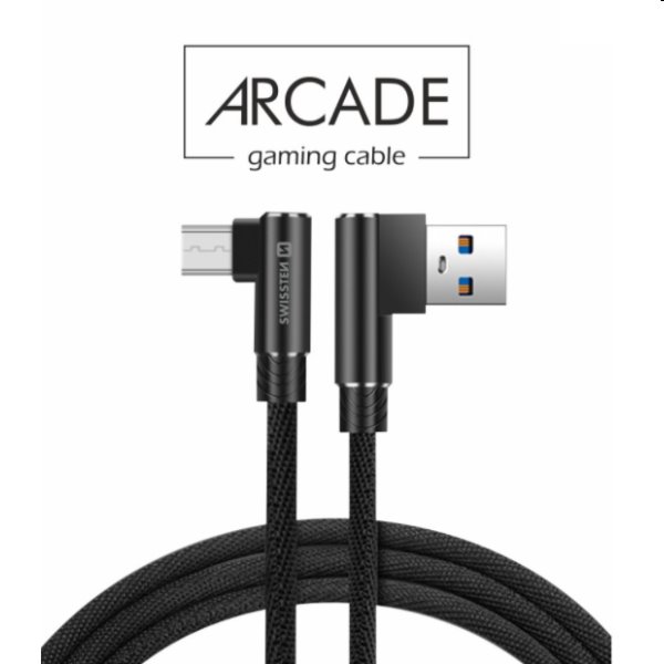 Dátový kábel Swissten USB/MICRO USB textilný s podporou rýchlonabíjania, čierny