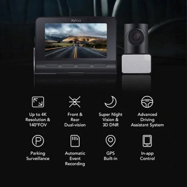Xiaomi 70Mai 4K autokamera A800s + zadná FullHD kamera