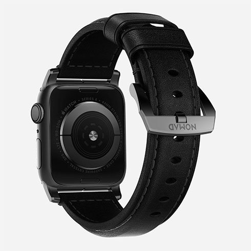 Kožený remienok Nomad pre Apple Watch 42/44 mm, čierno/čierny