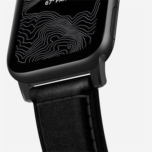 Kožený remienok Nomad pre Apple Watch 42/44 mm, čierno/čierny