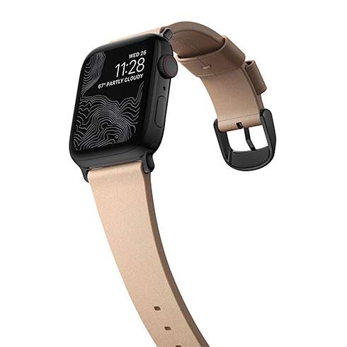 Kožený remienok Nomad pre Apple Watch 38/40 mm, moderný naturálne/čierny