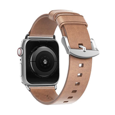 Kožený remienok Nomad pre Apple Watch 38/40 mm, moderný strieborný