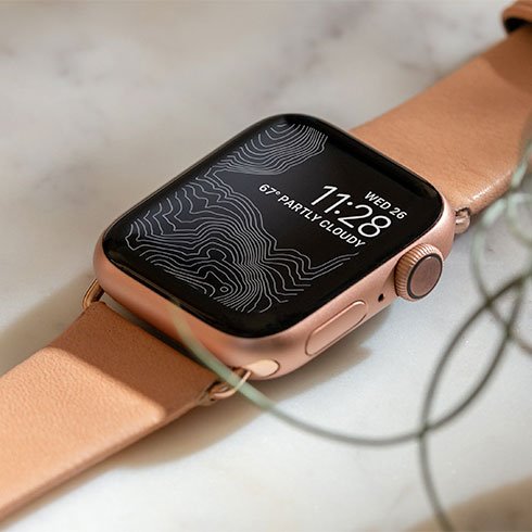 Kožený remienok Nomad pre Apple Watch 38/40 mm, moderný zlatý