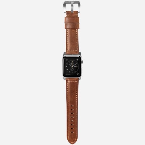 Kožený remienok Nomad pre Apple Watch 42/44 mm, hnedo/strieborný