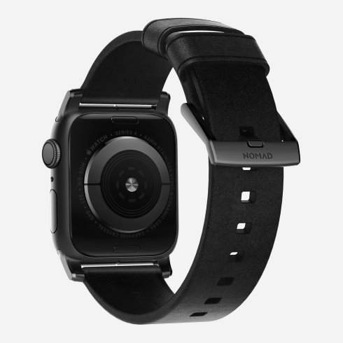 Kožený remienok Nomad pre Apple Watch 42/44 mm, moderný čierno/čierny