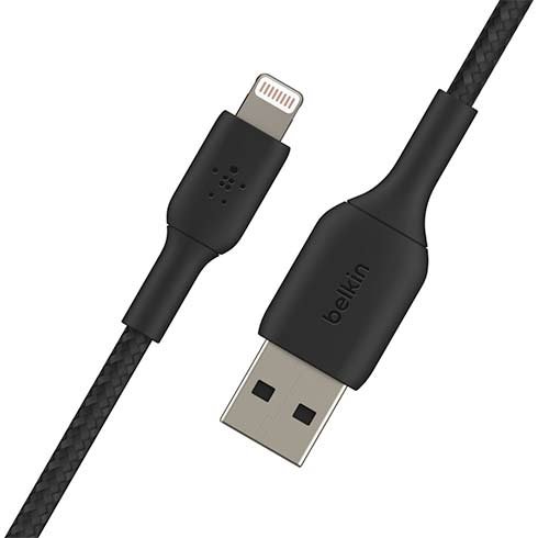 Opletený kábel Belkin USB-A na Lightning 1m, čierny