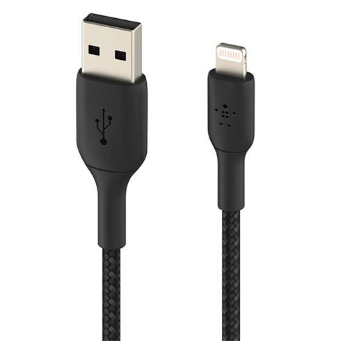 Opletený kábel Belkin USB-A na Lightning 1m, čierny