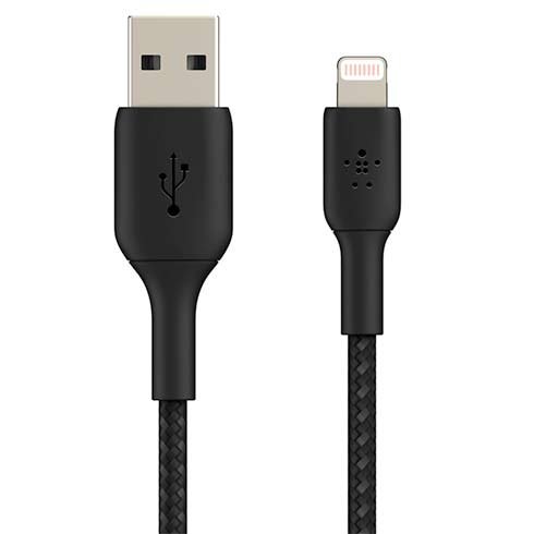 Opletený kábel Belkin USB-A na Lightning 3m, čierny