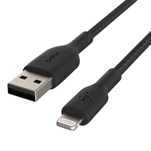 Opletený kábel Belkin USB-A na Lightning 3m, čierny