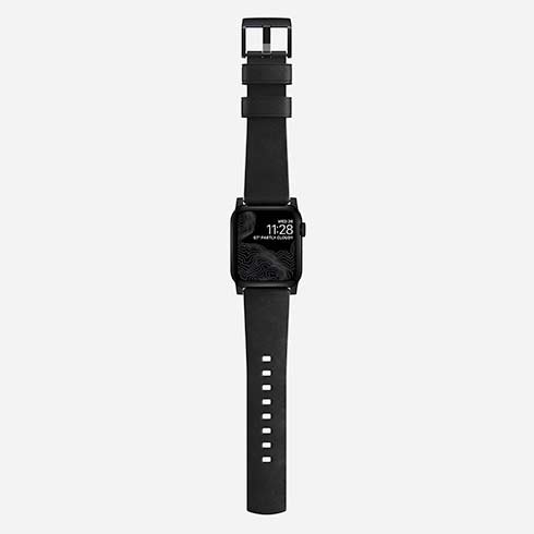 Športový kožený remienok Nomad pre Apple Watch 42/44 mm, čierno/čierny