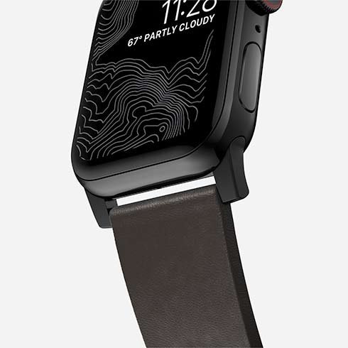 Športový kožený remienok Nomad pre Apple Watch 42/44 mm, mocha/čierny
