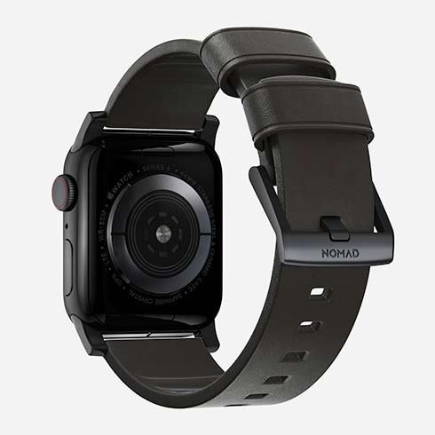 Športový kožený remienok Nomad pre Apple Watch 42/44 mm, mocha/čierny