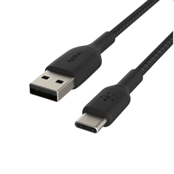 Nylónový pletený kábel Belkin USB-A na USB-C 1m, čierny