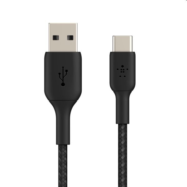 Nylónový pletený kábel Belkin USB-A na USB-C 2m, čierny
