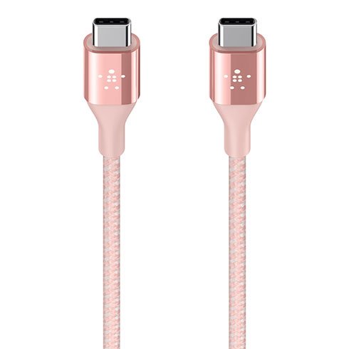 Nylónový odolný kábel Belkin DuraTek USB-C na USB-C 1.2m, ružový