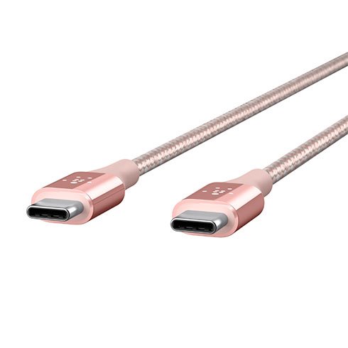 Nylónový odolný kábel Belkin DuraTek USB-C na USB-C 1.2m, ružový