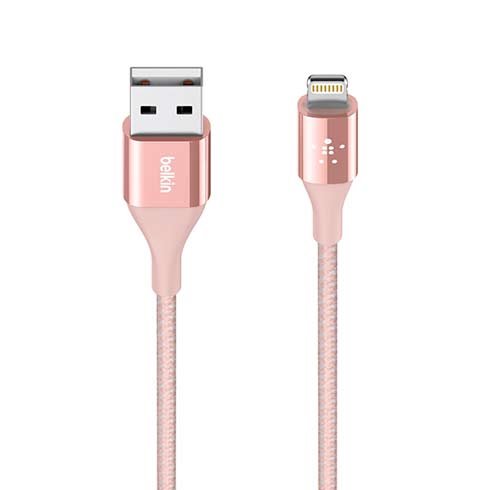 Nylónový odolný kábel Belkin Mimit DuraTek USB-A na Lightning 1.2m, ružovo zlatý