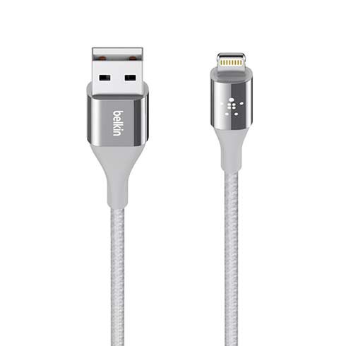 Nylónový odolný kábel Belkin Mimit DuraTek USB-A na Lightning 1.2m, strieborný