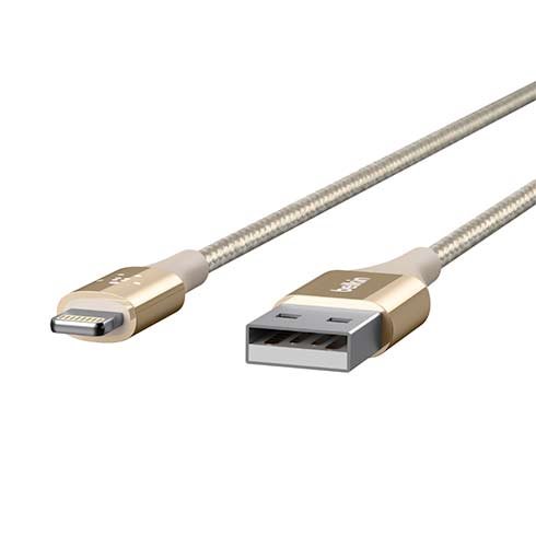 Nylónový odolný kábel Belkin Mimit DuraTek USB-A na Lightning 1.2m, zlatý