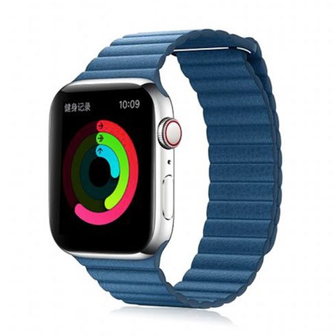 Elegantný kožený remienok Devia Loop Series pre Apple Watch 40mm, modrý