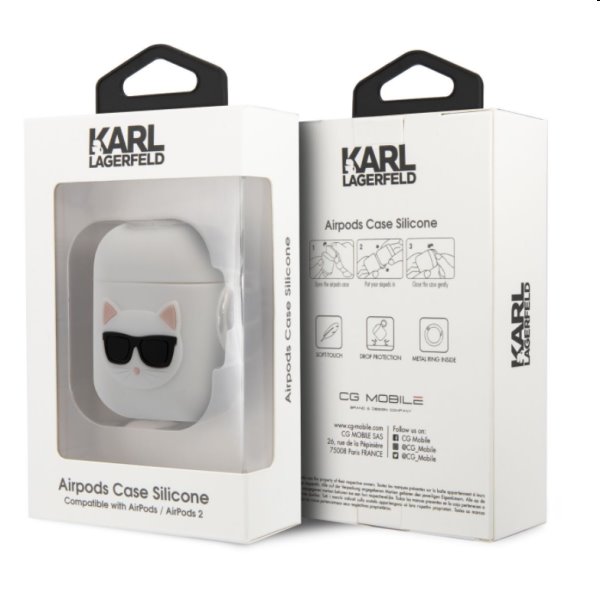Karl Lagerfeld silikónový obal pre Apple AirPods 1/2, biely
