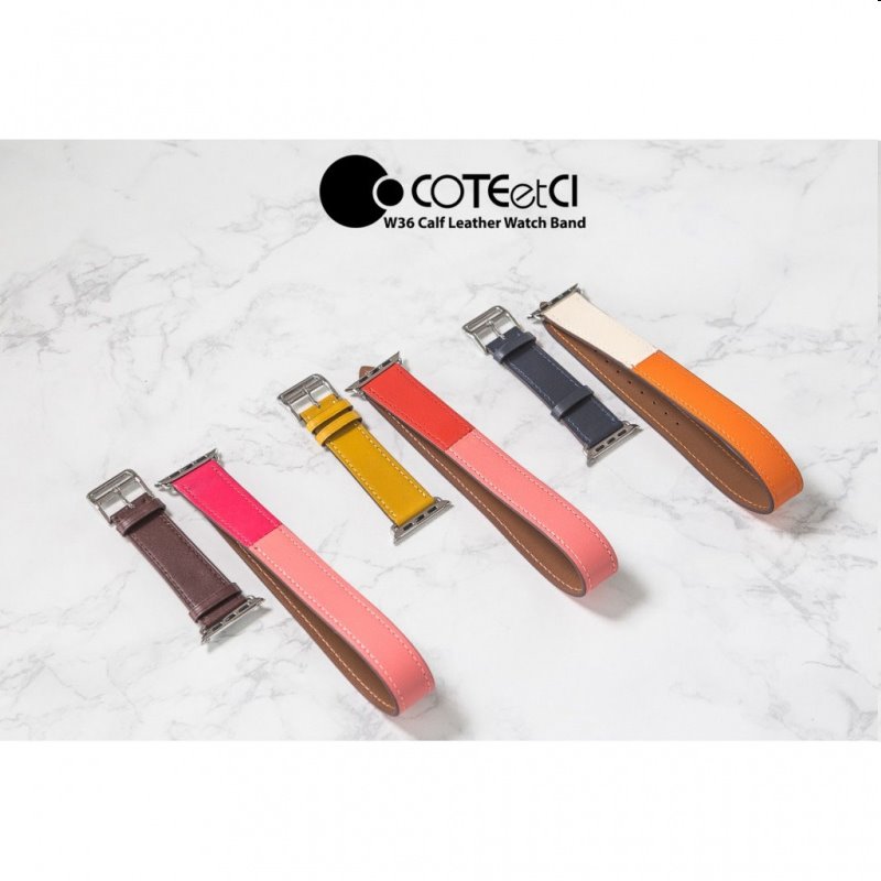 Remienok z teľacej kože (dlhý) COTEetCI pre Apple Watch 38/40/41mm, oranžovo/ružový