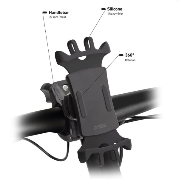 SBS Držiak E-Go 360 ° pre elektrické kolobežky a bicykle, čierny