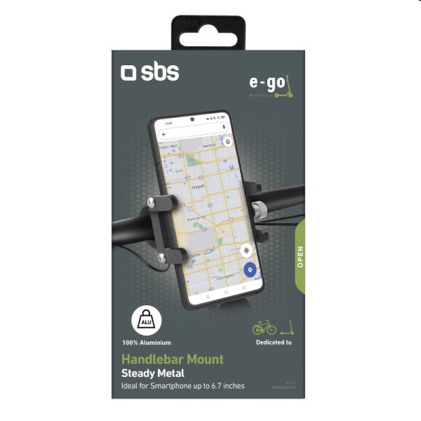 SBS Hliníkový držiak E-Go pre elektrické kolobežky a bicykle, čierny