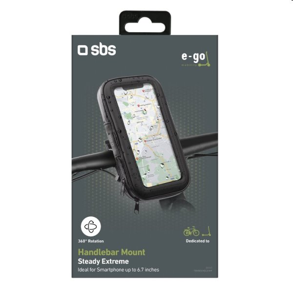 SBS Vodeodolný držiak E-Go pre elektrické kolobežky a bicykle, čierny