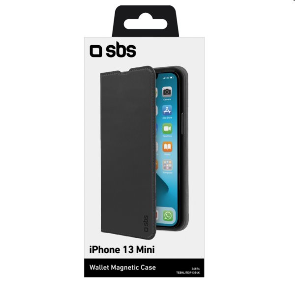 Knižkové puzdro SBS Book Wallet Lite pre iPhone 13 mini, čierna
