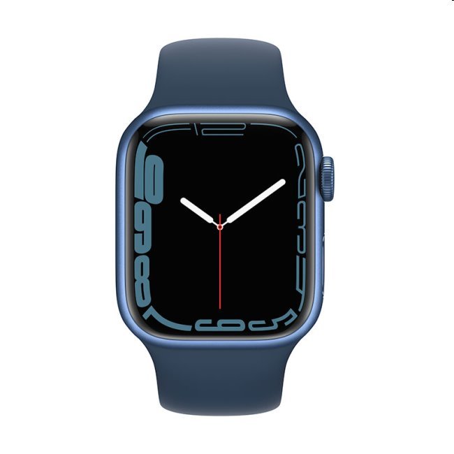 Apple Watch Series 7 GPS, 45mm modrá , hliníkové puzdro so športovým remienkom ľadová modrá - štandardná veľkosť
