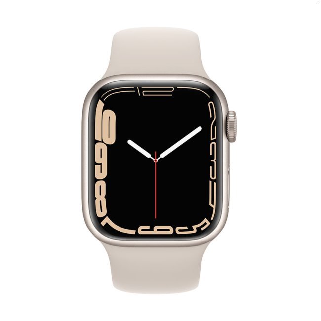 Apple Watch Series 7 GPS, 45mm hviezdna biela , hliníkové puzdro so športovým remienkom hviezdna biela- štandardná veľkosť