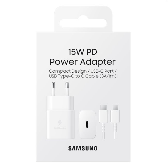 Rýchlonabíjačka Samsung 15W s USB-C káblom, white