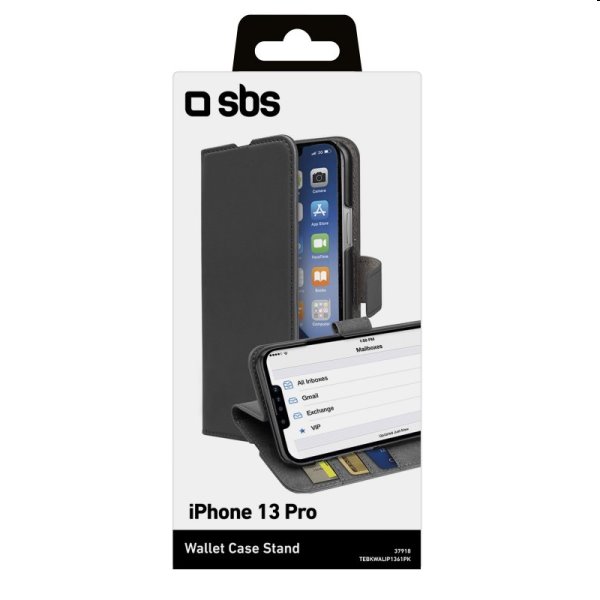 Knižkové puzdro SBS Wallet pre iPhone 13 Pro, čierna