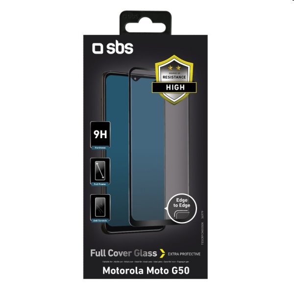 Tvrdené sklo SBS Full Cover pre Motorola Moto G50 5G, G50, E7, čierna