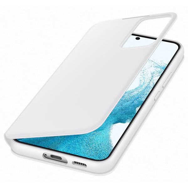 Knižkové puzdro Clear View pre Samsung Galaxy S22 Plus, biela