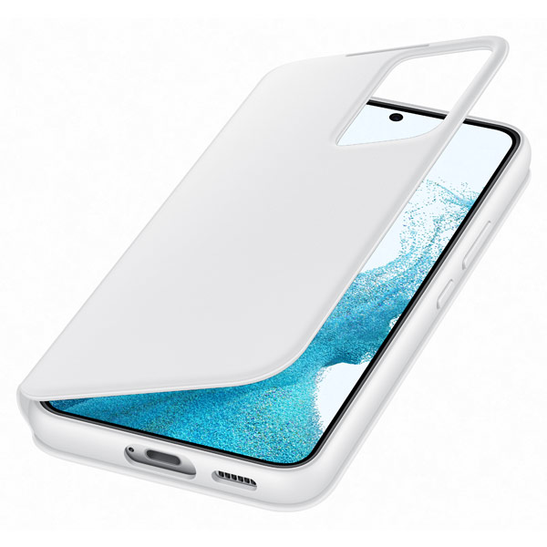 Knižkové puzdro Clear View pre Samsung Galaxy S22, biela