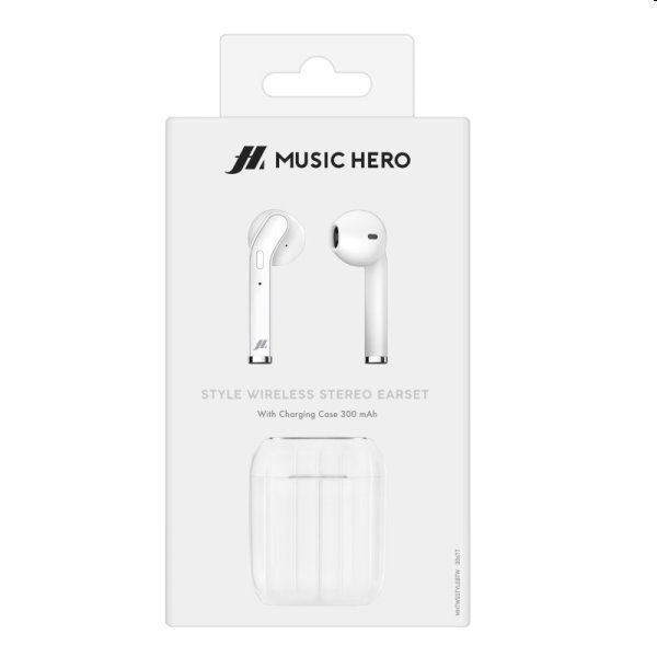 Music Hero TWS twin earphones, biele
