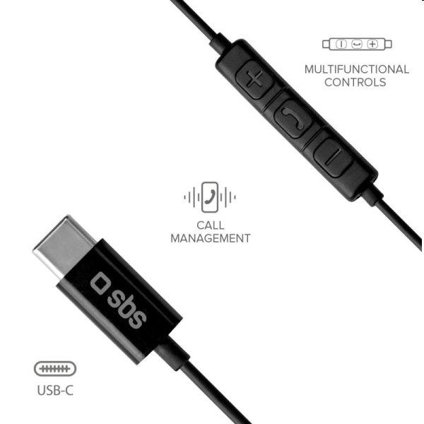 SBS Slúchadlá Studio Mix 100C s mikrofónom a konektorom USB-C, čierne