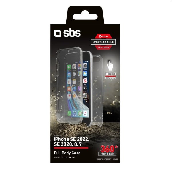 Puzdro SBS 360 pre Apple iPhone SE 2022/SE 2020/8/7, transparentná