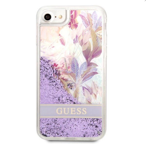 Zadný kryt Guess Liquid Glitter Flower pre Apple iPhone 7/8/SE2020/SE2022, fialová