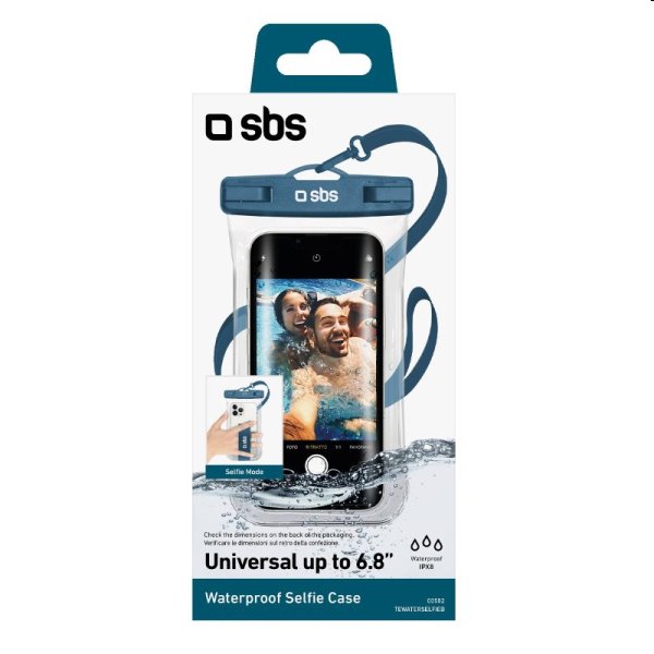 SBS Univerzálne vodotestné puzdro Selfie pre smartfóny do 6,8'', modré