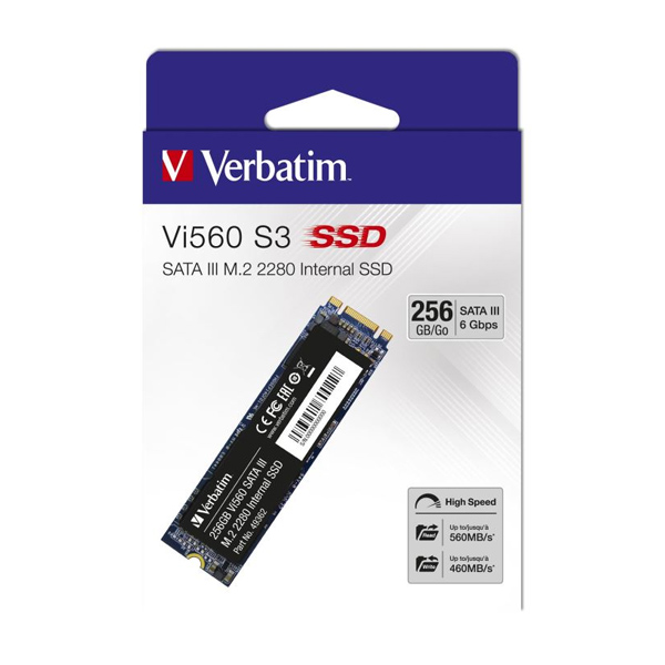 Verbatim SSD 256GB M.2 2280 SATA III Vi560 S3 interný disk, Solid State Drive